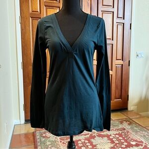 Kersh Deep V-Neck Navy Long Sleeve Top